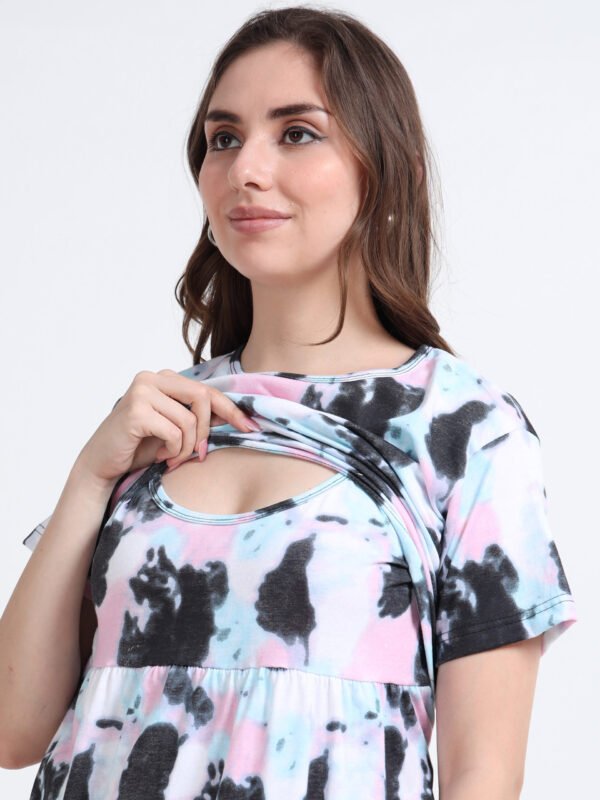 Soft Printed Nursing Nighty with Easy Feeding Access