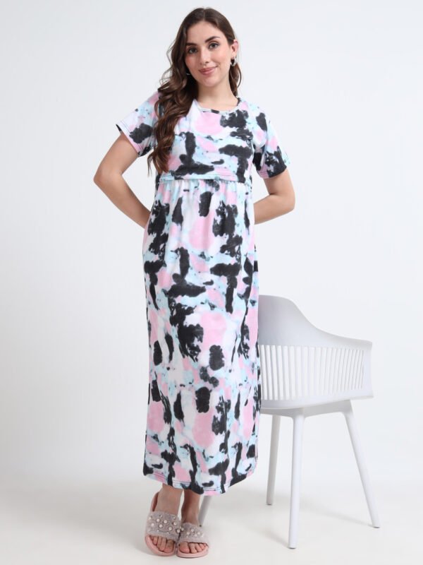 Soft Printed Nursing Nighty with Easy Feeding Access