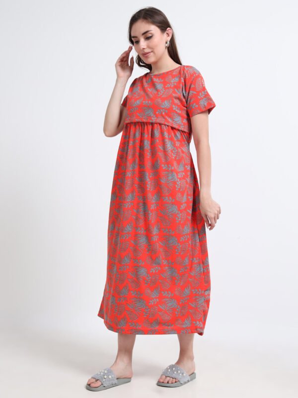 Maternity & Nursing Maxi Dress for Women | Feeding Friendly | Soft Cotton-Blend | Zipless Comfort Fit