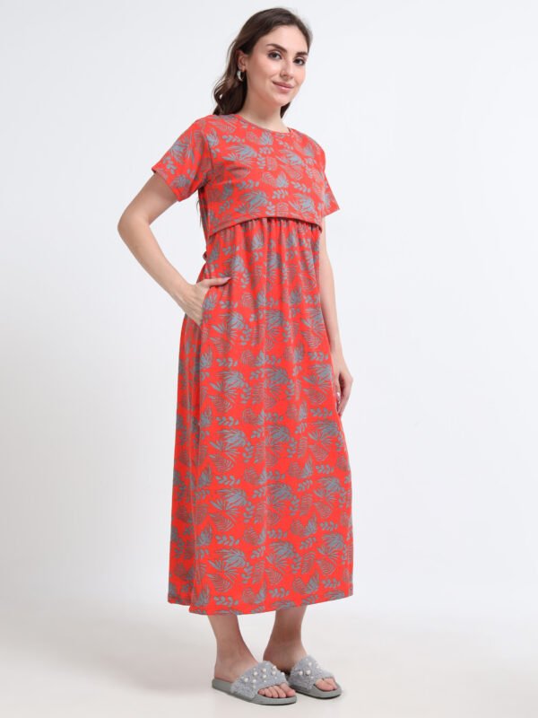 Maternity & Nursing Maxi Dress for Women | Feeding Friendly | Soft Cotton-Blend | Zipless Comfort Fit