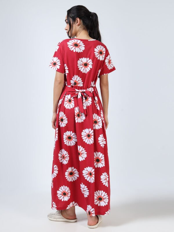 BARBET Women’s Maternity & Feeding Maxi Dress – Red Floral Print