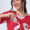 BARBET Women’s Maternity & Feeding Maxi Dress – Red Floral Print