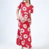 BARBET Women’s Maternity & Feeding Maxi Dress – Red Floral Print