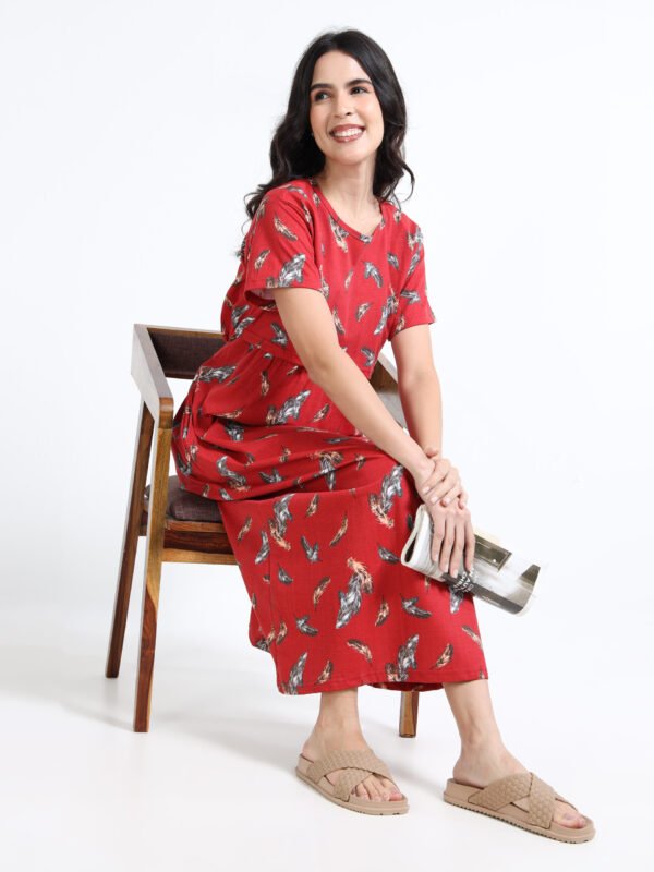 BARBET Women’s Maternity & Feeding Maxi Dress – Soft Cotton Printed Nursing Dress