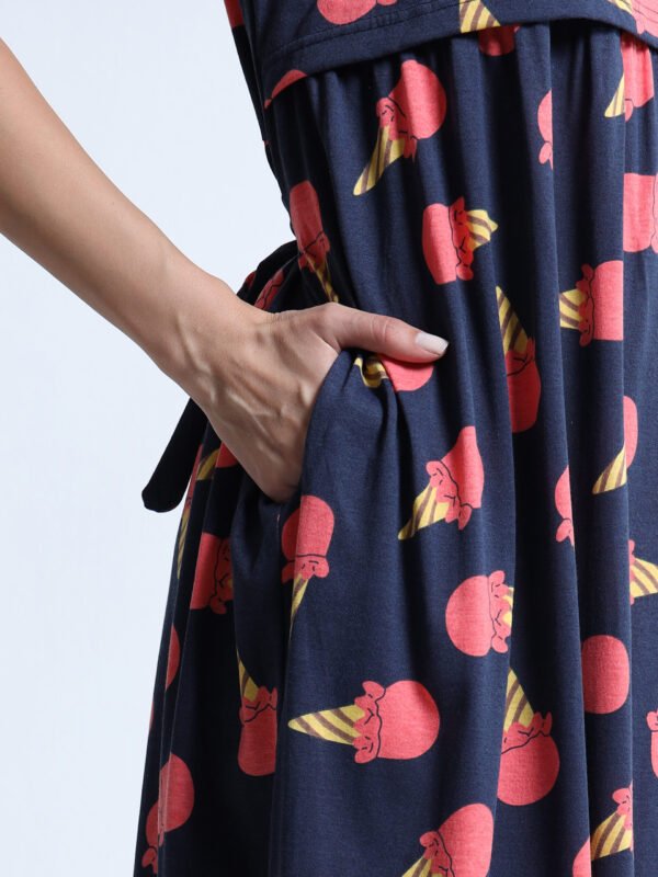 Ice Cream Print Zipless Maternity & Feeding Dress for Women