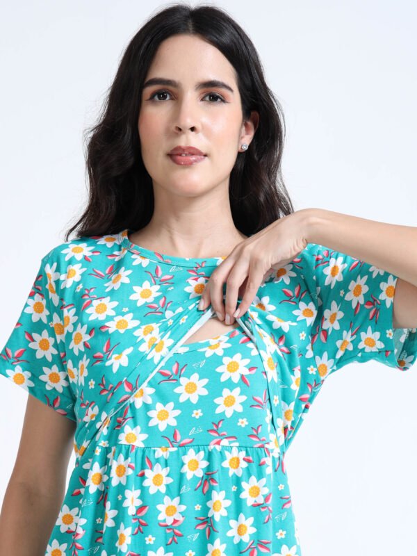 Women Zipless Feeding Maternity Dress with Pocket