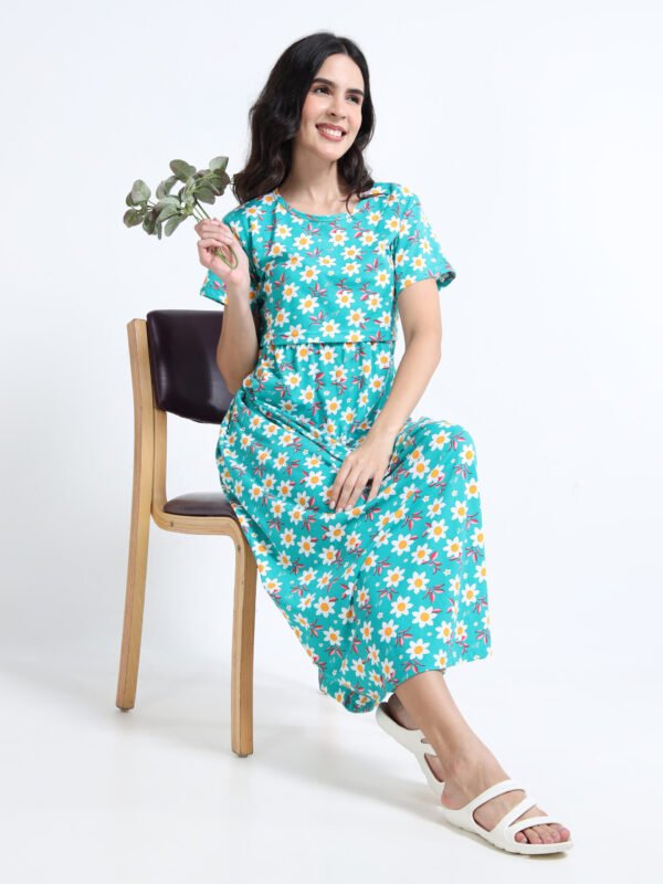 Women Zipless Feeding Maternity Dress with Pocket