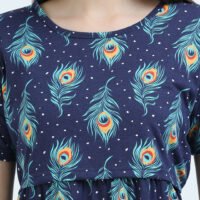 BARBET Women’s Maternity & Feeding Maxi Dress – Peacock Print Nursing Dress-PC