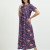 Violet Colour Maternity Zipless Dress for Women | Floral Print | Comfortable Pregnancy Wear