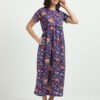 Violet Colour Maternity Zipless Dress for Women | Floral Print | Comfortable Pregnancy Wear