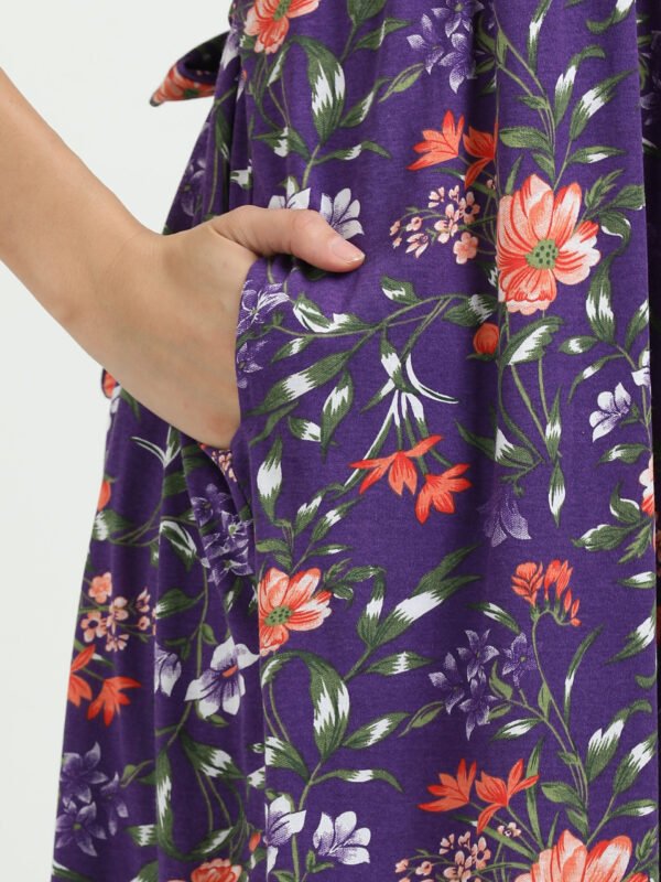 Violet Colour Maternity Zipless Dress for Women | Floral Print | Comfortable Pregnancy Wear