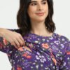 Violet Colour Maternity Zipless Dress for Women | Floral Print | Comfortable Pregnancy Wear