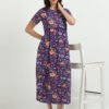 Violet Colour Maternity Zipless Dress for Women | Floral Print | Comfortable Pregnancy Wear