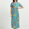 Green Leaf Printed Women’s Maternity & Nursing Maxi Dress with Zipless Feeding Access – Soft Breathable Fabric, Floral Print