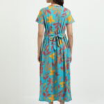 Green Leaf Printed Women’s Maternity & Nursing Maxi Dress with Zipless Feeding Access – Soft Breathable Fabric, Floral Print