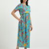 Green Leaf Printed Women’s Maternity & Nursing Maxi Dress with Zipless Feeding Access – Soft Breathable Fabric, Floral Print
