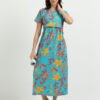 Green Leaf Printed Women’s Maternity & Nursing Maxi Dress with Zipless Feeding Access – Soft Breathable Fabric, Floral Print