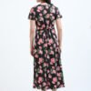 Elegant Black with Rose Floral Zipless Nursing Dress – Designed for Modern Moms