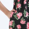 Elegant Black with Rose Floral Zipless Nursing Dress – Designed for Modern Moms