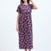Zipless Maternity & Nursing Maxi Dress – Violet Floral Print | Soft, Stylish & Easy Feeding Access
