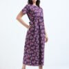 Zipless Maternity & Nursing Maxi Dress – Violet Floral Print | Soft, Stylish & Easy Feeding Access