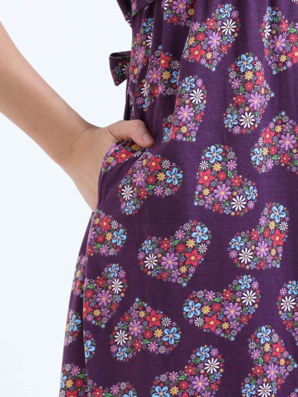 Zipless Maternity & Nursing Maxi Dress – Violet Floral Print | Soft, Stylish & Easy Feeding Access