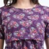 Zipless Maternity & Nursing Maxi Dress – Violet Floral Print | Soft, Stylish & Easy Feeding Access