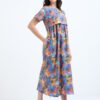 BARBET Women’s Maternity & Feeding Maxi Dress – Multicolor Floral Print