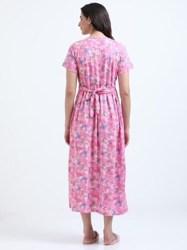 Soft Cotton Feeding Night Dress, Butterfly Print, Comfortable Nursing Nightwear