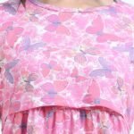 Soft Cotton Feeding Night Dress, Butterfly Print, Comfortable Nursing Nightwear