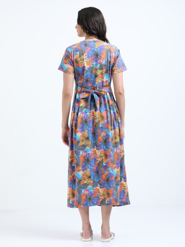 BARBET Women’s Maternity & Feeding Maxi Dress – Multicolor Floral Print