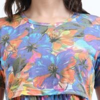 BARBET Women’s Maternity & Feeding Maxi Dress – Multicolor Floral Print