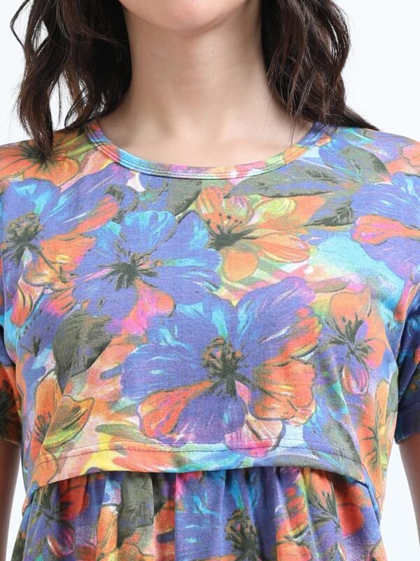 BARBET Women’s Maternity & Feeding Maxi Dress – Multicolor Floral Print