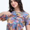 BARBET Women’s Maternity & Feeding Maxi Dress – Multicolor Floral Print