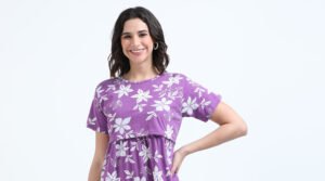 White Floral Printed Zipless Maternity & Nursing Dress | Soft Stretch Fabric with Easy Lift-Up Feeding Access
