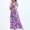 White Floral Printed Zipless Maternity & Nursing Dress | Soft Stretch Fabric with Easy Lift-Up Feeding Access