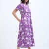 White Floral Printed Zipless Maternity & Nursing Dress | Soft Stretch Fabric with Easy Lift-Up Feeding Access