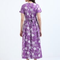 White Floral Printed Zipless Maternity & Nursing Dress | Soft Stretch Fabric with Easy Lift-Up Feeding Access