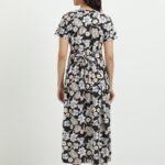 Black flower Zipless Maternity Feeding Dress – Comfort & Style for Moms