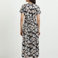 Black flower Zipless Maternity Feeding Dress - Comfort & Style for Moms