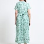Green Leaf Print Zipless Maternity & Nursing Maxi Dress – Comfortable Feeding Wear for Moms
