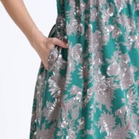Green Floral Zipless Maternity Feeding Dress – Comfort & Style for Moms