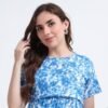 Blue Tie-Dye Print Comfortable Nursing Nightwear