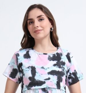 Soft Printed Nursing Nighty with Easy Feeding Access