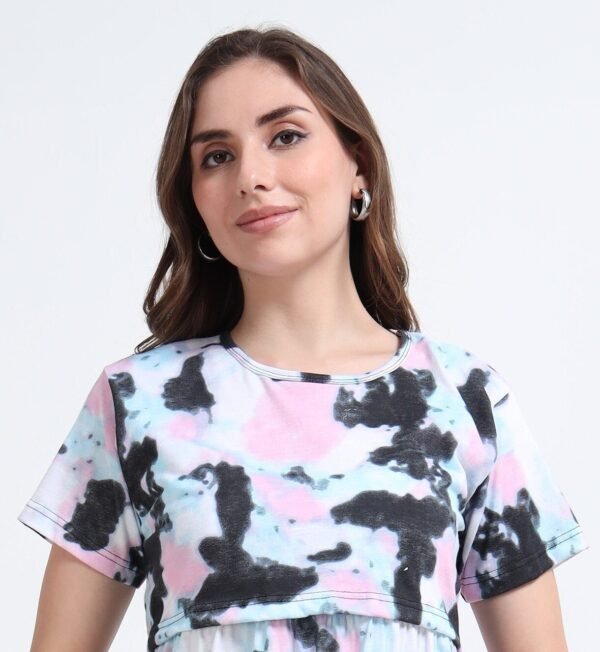 Soft Printed Nursing Nighty with Easy Feeding Access