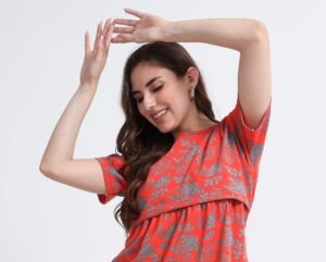 Maternity & Nursing Maxi Dress for Women | Feeding Friendly | Soft Cotton-Blend | Zipless Comfort Fit