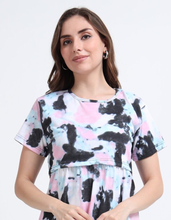 Soft Printed Nursing Nighty with Easy Feeding Access