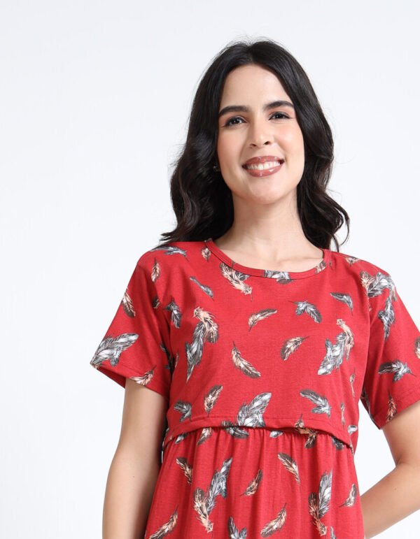 BARBET Women’s Maternity & Feeding Maxi Dress – Soft Cotton Printed Nursing Dress