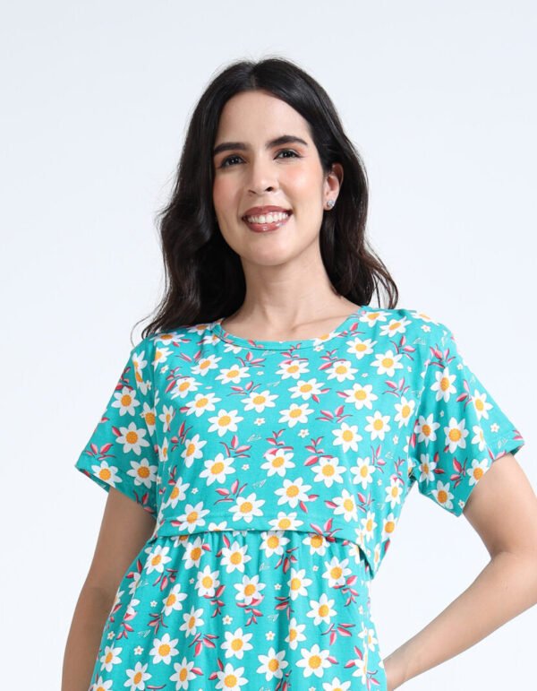 Women Zipless Feeding Maternity Dress with Pocket