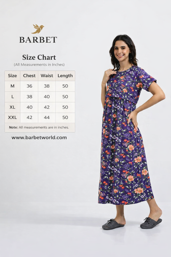 BARBET Women’s Maternity & Feeding Maxi Dress – Multicolor Floral Print